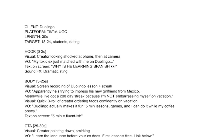 write viral ugc video ad scripts for tiktok, reels, and youtube ads